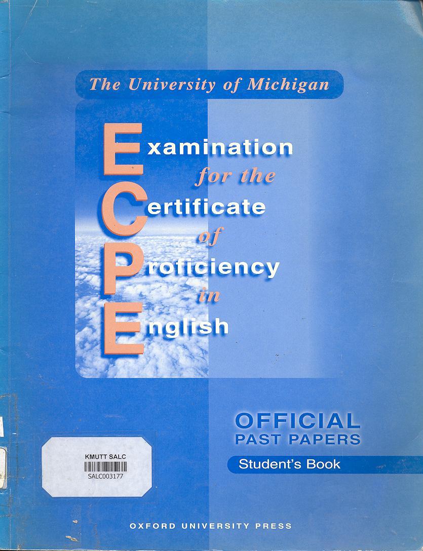 Examination for the Certificate of Proficicncy in English
